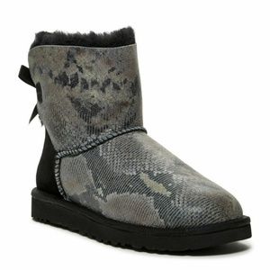 Ugg Shoes | Ugg Women's Mini Bailey Bow Black Snake Print Boots | Color: Black/Gray | Size: 7 | Sabrina_Styles's Closet